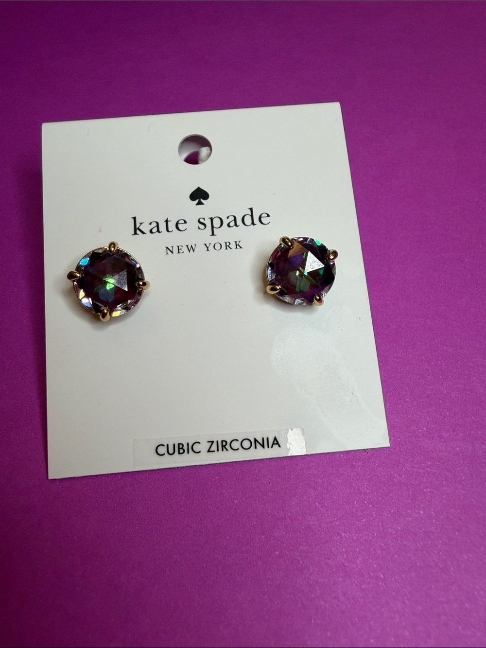 kate spade iridescent round stud earrings - purple & green shift